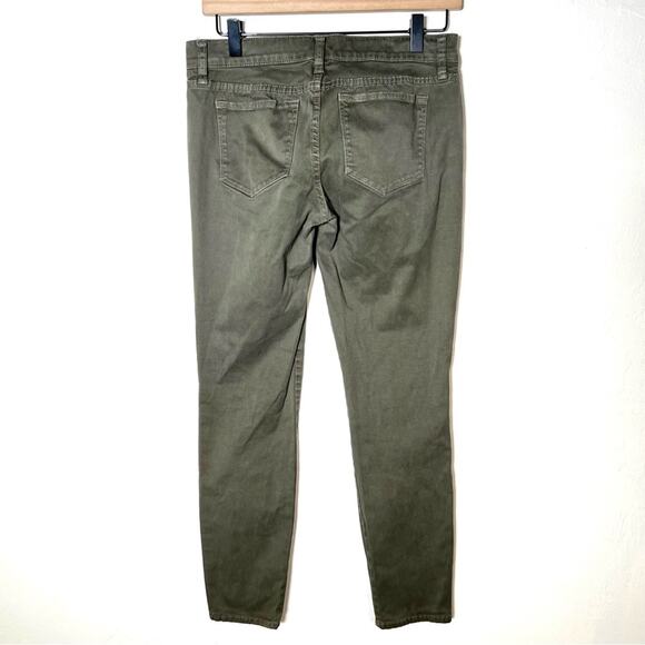 J. Crew army green with red side stripes toothpick leg jeans size 26 ankle B197 - Picture 4 of 4